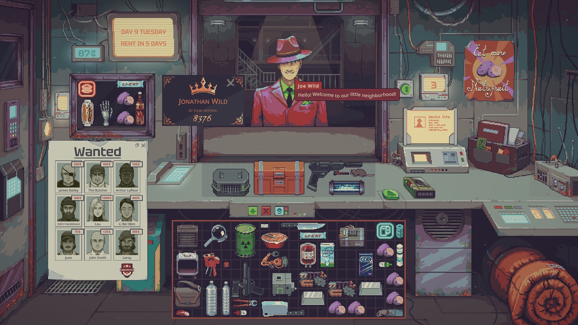 Probably Stolen - release date - neon shop sign glowing above a station storefront